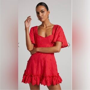 Showpo Vibrant Red Floral Mini Dress